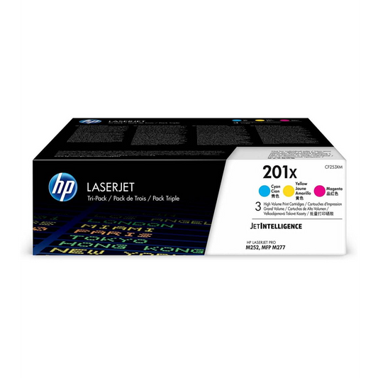 HP 201X 3 darabos nagy kapacitású LaserJet tonerkazetta ciánkék/bíbor/sárga (CF253XM) (CF253XM)